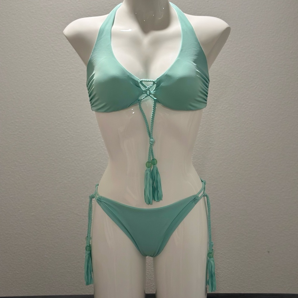 Mint Green Halter Bikini Set